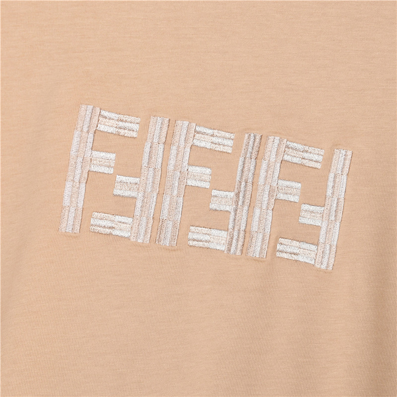 Fendi/芬迪 竹节纹刺绣双F logo短袖 黑色 白色 卡其 灰-Chinese UA Cheap High Quatity Brand Clothes Bags handbags Sneakers wholesale wholesaler seller from China Factory suppliers Fashion Clothing Shoes best Quality Beautiful Price Fendi/芬迪 竹节纹刺绣双F logo短袖 黑色 白色 卡其 灰