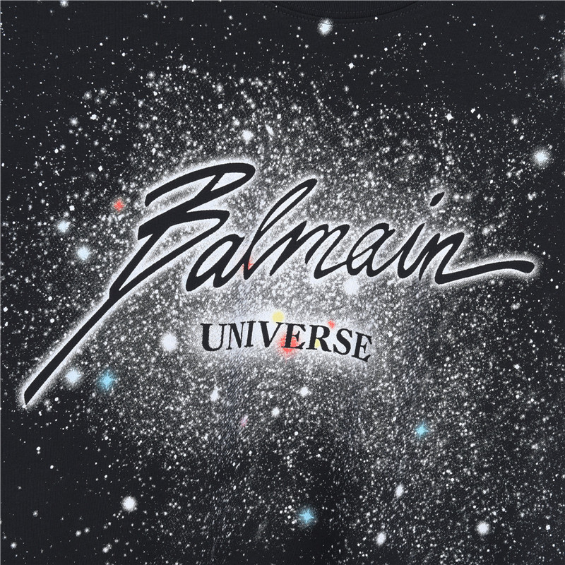 Balmain/巴尔曼 26SS宇宙星空涂鸦短袖 黑色 白色-Chinese UA Cheap High Quatity Brand Clothes Bags handbags Sneakers wholesale wholesaler seller from China Factory suppliers Fashion Clothing Shoes best Quality Beautiful Price Balmain/巴尔曼 26SS宇宙星空涂鸦短袖 黑色 白色
