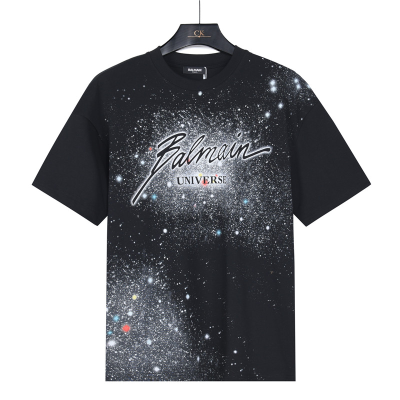 Balmain/巴尔曼 26SS宇宙星空涂鸦短袖 黑色 白色-Chinese UA Cheap High Quatity Brand Clothes Bags handbags Sneakers wholesale wholesaler seller from China Factory suppliers Fashion Clothing Shoes best Quality Beautiful Price Balmain/巴尔曼 26SS宇宙星空涂鸦短袖 黑色 白色