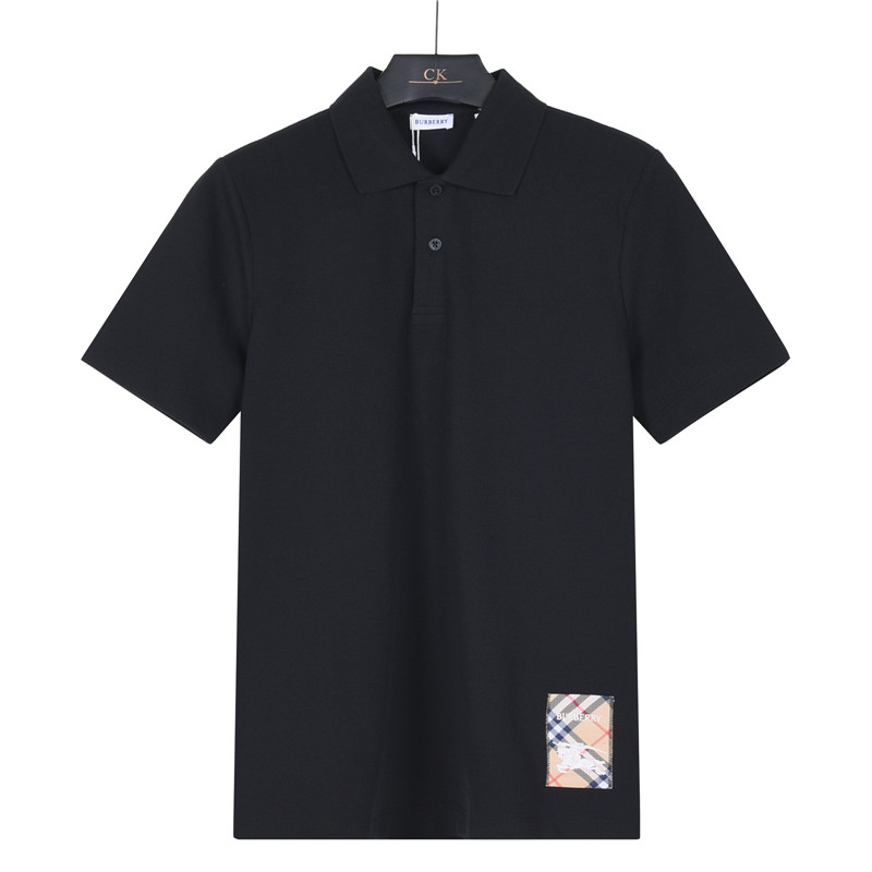 Burberry/巴宝莉BBR 下摆贴布战马短袖polo衫 黑色 米杏