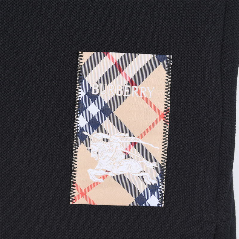 Burberry/巴宝莉BBR 下摆贴布战马短袖polo衫 黑色 米杏