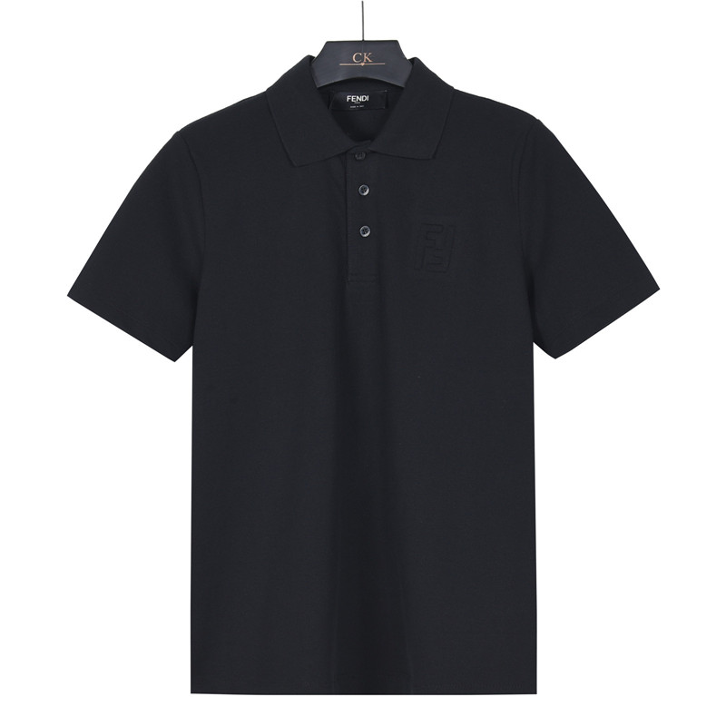 Fendi/芬迪 25SS新款双F压纹短袖POLO衫 黑色 米白