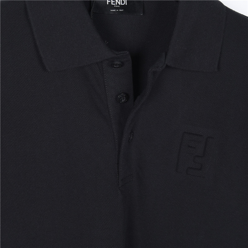 Fendi/芬迪 25SS新款双F压纹短袖POLO衫 黑色 米白