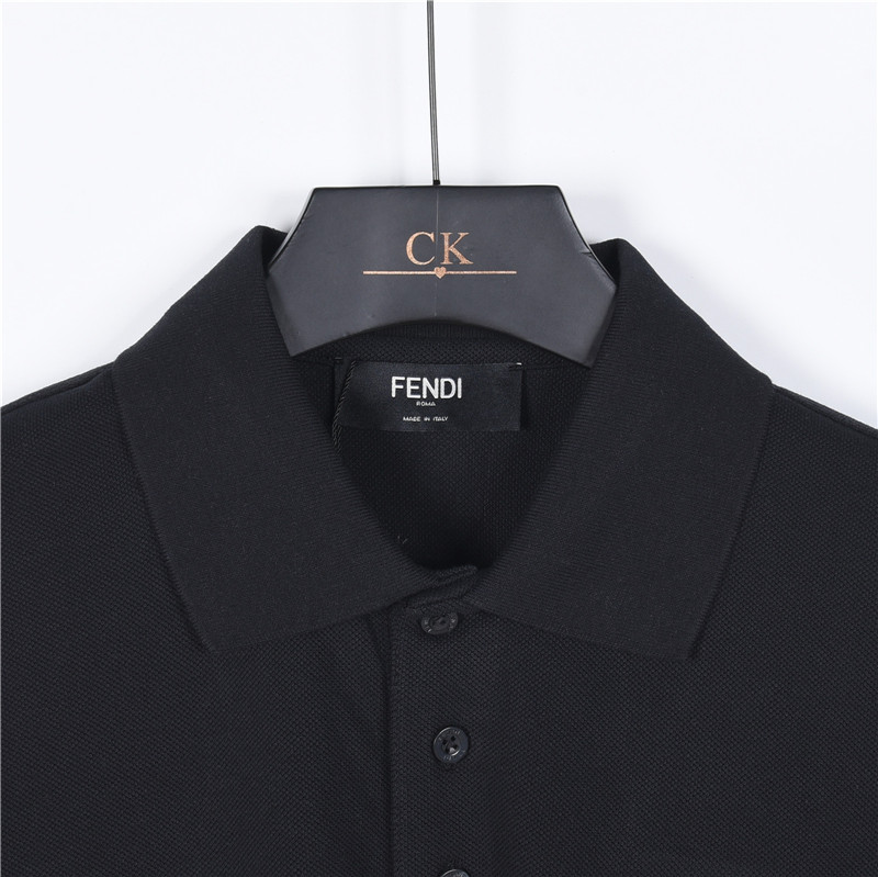 Fendi/芬迪 25SS新款双F压纹短袖POLO衫 黑色 米白