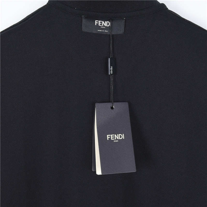 Fendi/芬迪 25SS新款双F压纹短袖POLO衫 黑色 米白