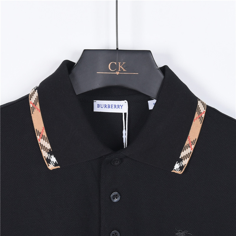 Burberry/巴宝莉 胸前刺绣战马翻领撞色短袖Polo衫 黑色 白色-Top High Quatity Cheap Sneakers Fashion Clothing Clothes Bags handbags Shoes of all Brand wholesale With The best Quality And Beautiful Price from China Factory Chinese suppliers wholesaler seller Burberry/巴宝莉 胸前刺绣战马翻领撞色短袖Polo衫 黑色 白色