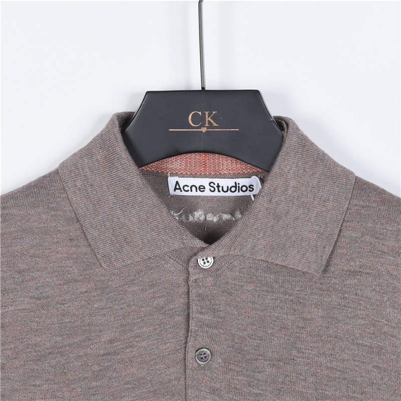 AcneStudios 假两件羊绒针织翻领Polo衫-Chinese UA Cheap High Quatity Brand Clothes Bags handbags Sneakers wholesale wholesaler seller from China Factory suppliers Fashion Clothing Shoes best Quality Beautiful Price AcneStudios 假两件羊绒针织翻领Polo衫