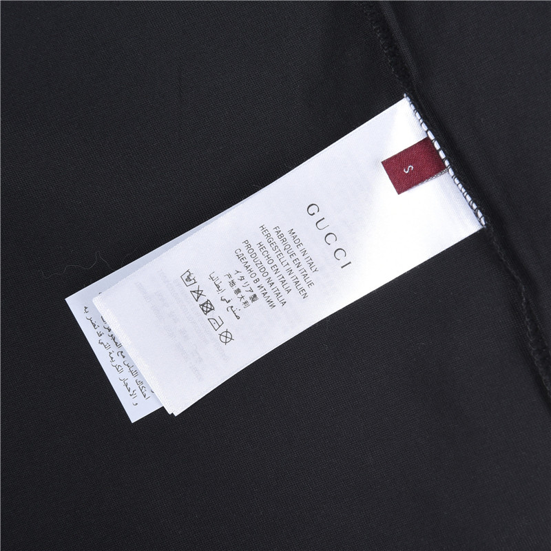 Gucci/古驰 红绿拼接刺绣字母短袖T恤 米杏 黑色