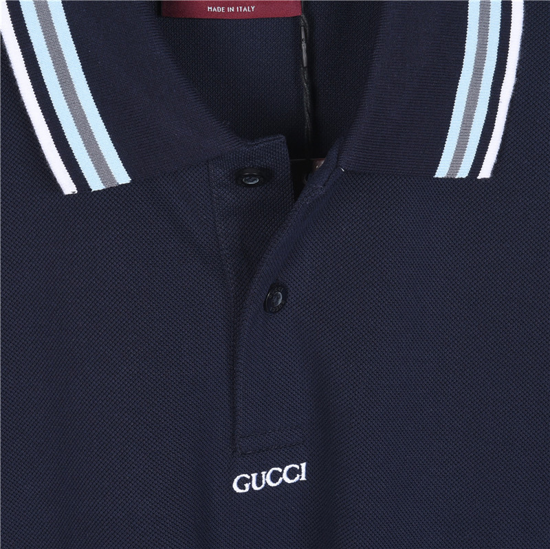Gucci/古驰 简约字母短袖POLO衫 宝蓝 米杏 Gucci/古驰 简约字母短袖POLO衫 宝蓝 米杏