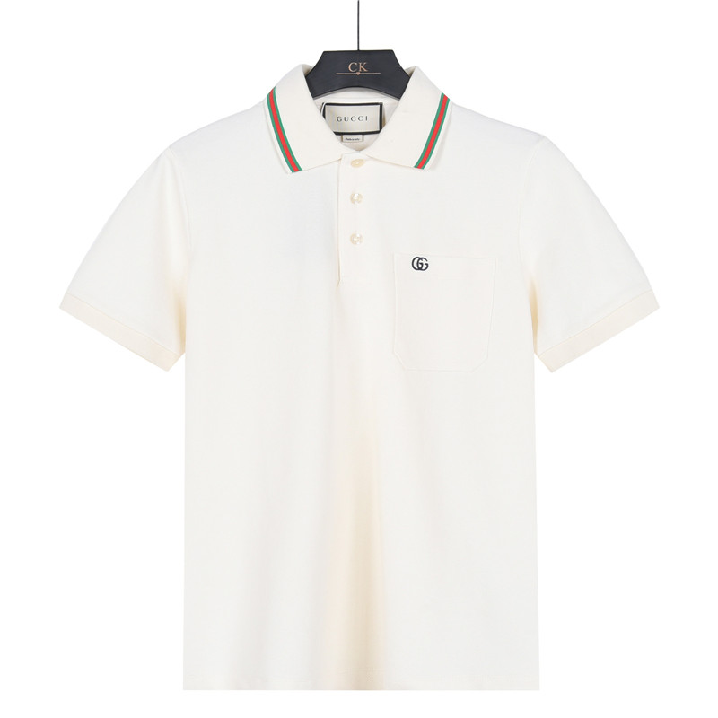 Gucci/古驰 25SS 口袋双G刺绣领口撞色短袖Polo衫 宝蓝 杏色-莆田鞋,莆田鞋货源,高仿鞋,高仿鞋货源,安福档口,莆田高仿鞋,莆田鞋批发,高仿鞋批发,莆田高仿运动鞋,高仿运动鞋,莆田运动鞋 Gucci/古驰 25SS 口袋双G刺绣领口撞色短袖Polo衫 宝蓝 杏色