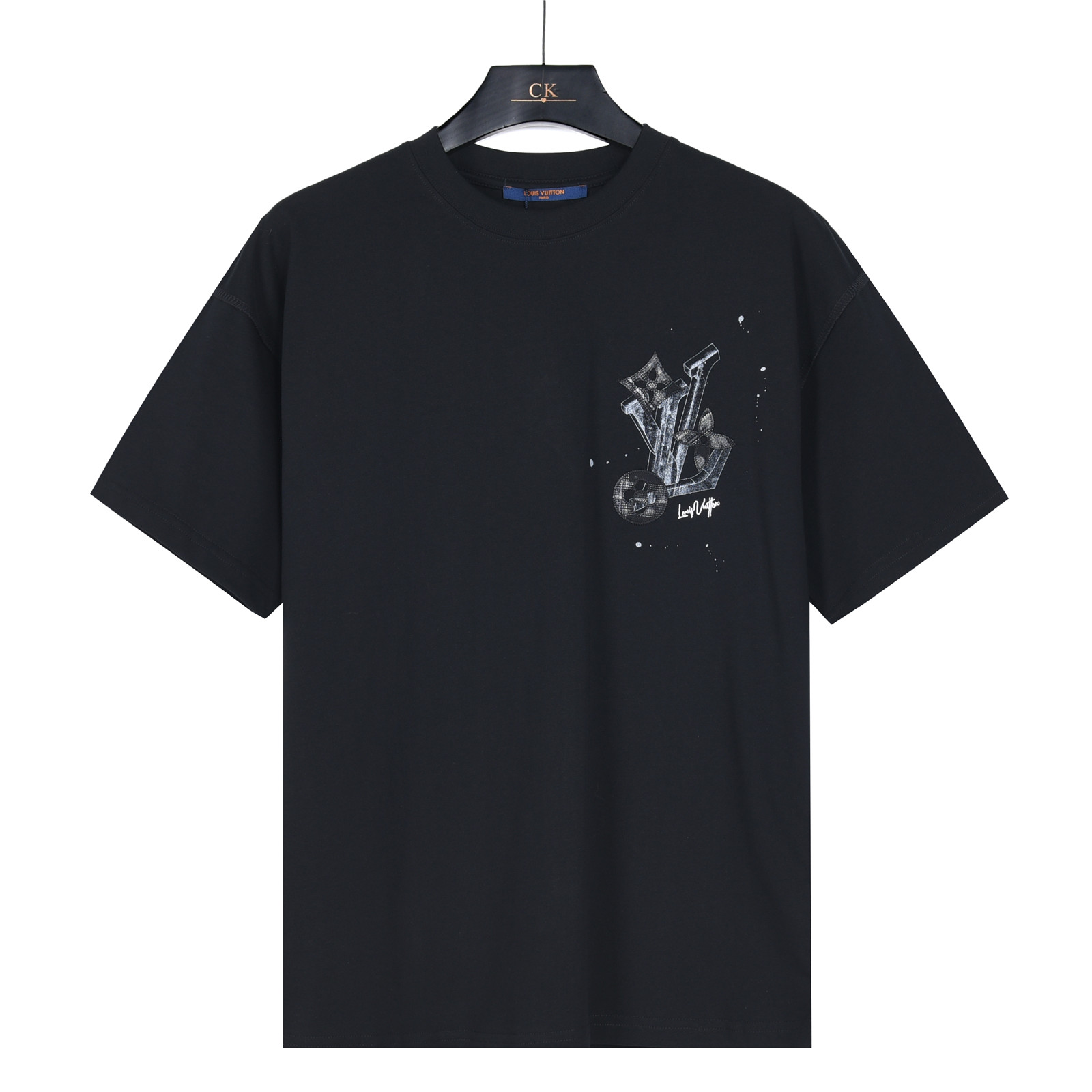LouisVuitton/路易威登 26SS素描四叶草logo印花短袖T恤 黑色 白色 LouisVuitton/路易威登 26SS素描四叶草logo印花短袖T恤 黑色 白色