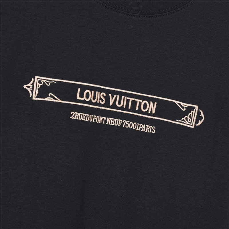 LouisVuitton/路易威登 26SS刺绣字母复古卷轴短袖T恤 黑色 白色