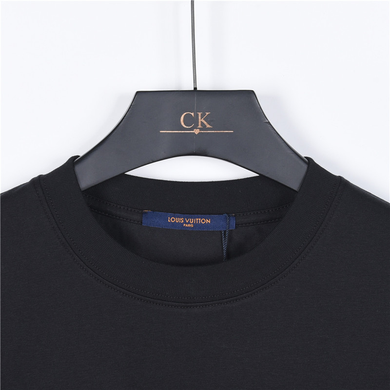 LouisVuitton/路易威登 26SS刺绣字母复古卷轴短袖T恤 黑色 白色