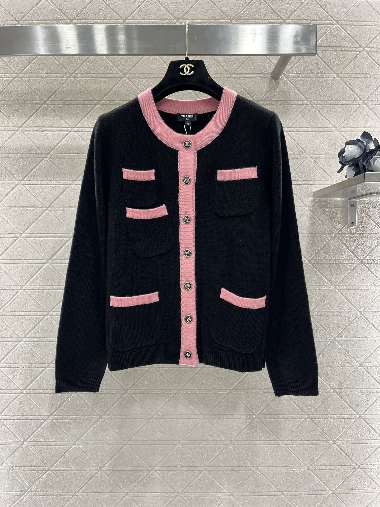 Chanel Best
 Clothing Cardigans Knit Sweater Splicing Knitting Wool Long Sleeve