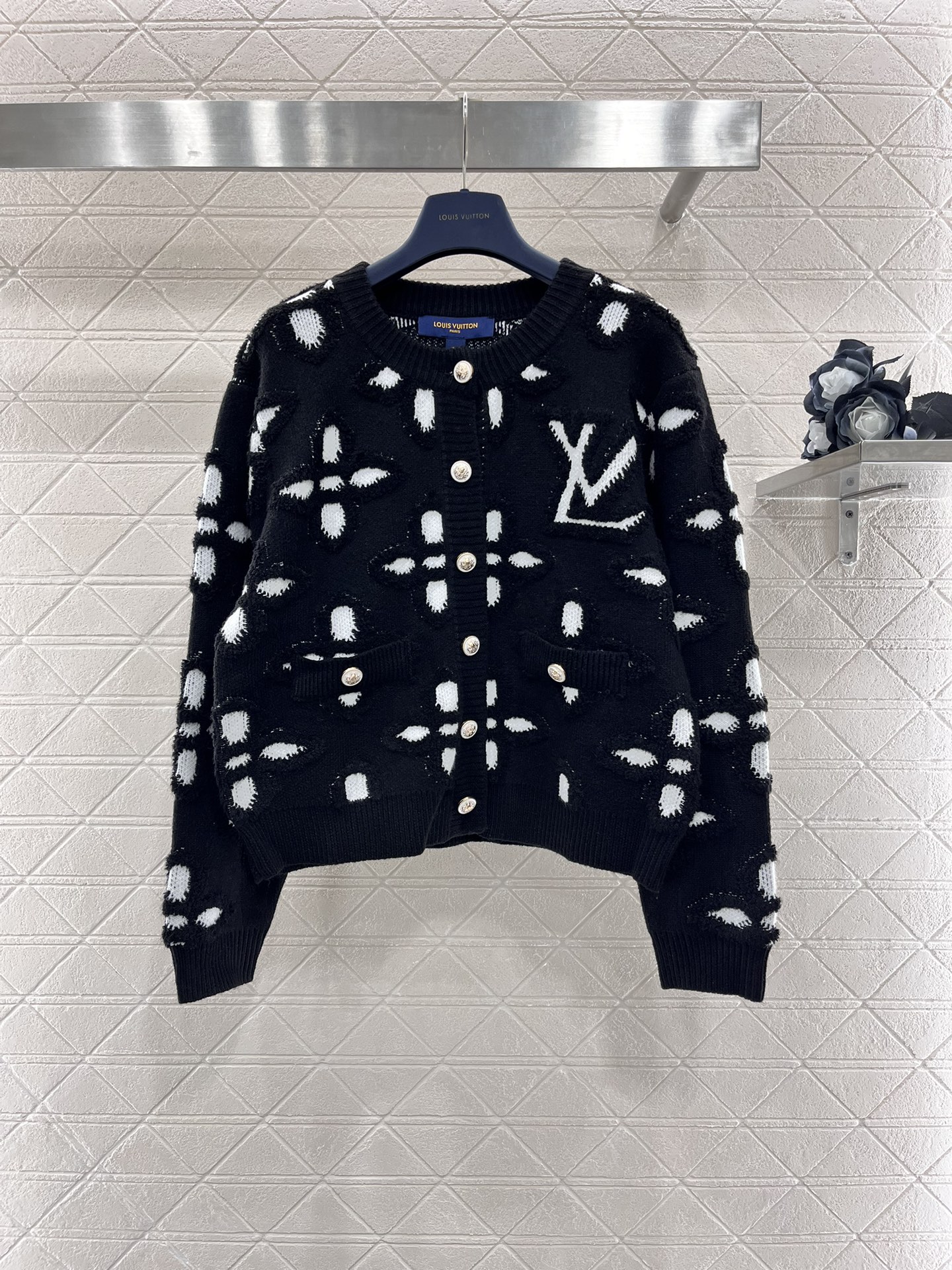 Louis Vuitton Clothing Cardigans Knit Sweater Pink White Knitting Fall/Winter Collection Long Sleeve