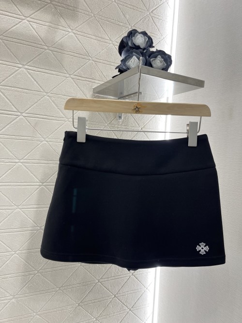High Waist Elastic Skirt Shorts YB Twill Cotton with Cross Embroidery 1 High Waist Elastic Skirt Shorts YB Twill Cotton with Cross Embroidery