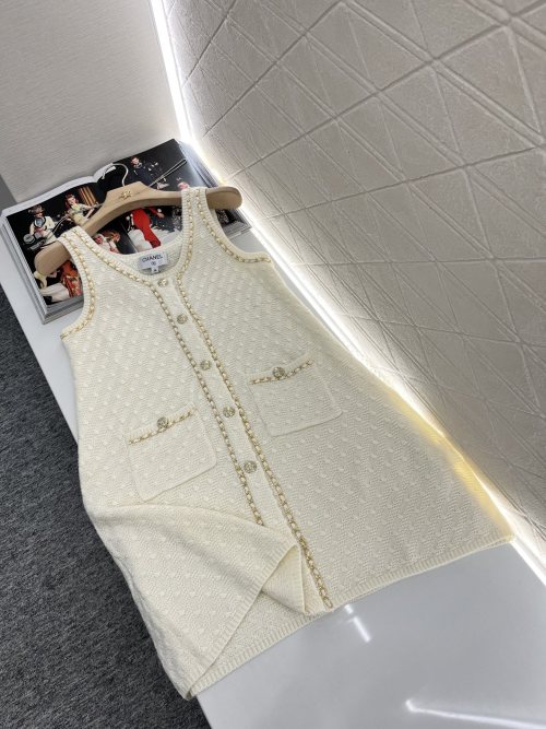 Chanel Women's Knit Wool Blend Vest Dress with Chain Detail 1 Chanel Women's Knit Wool Blend Vest Dress with Chain Detail