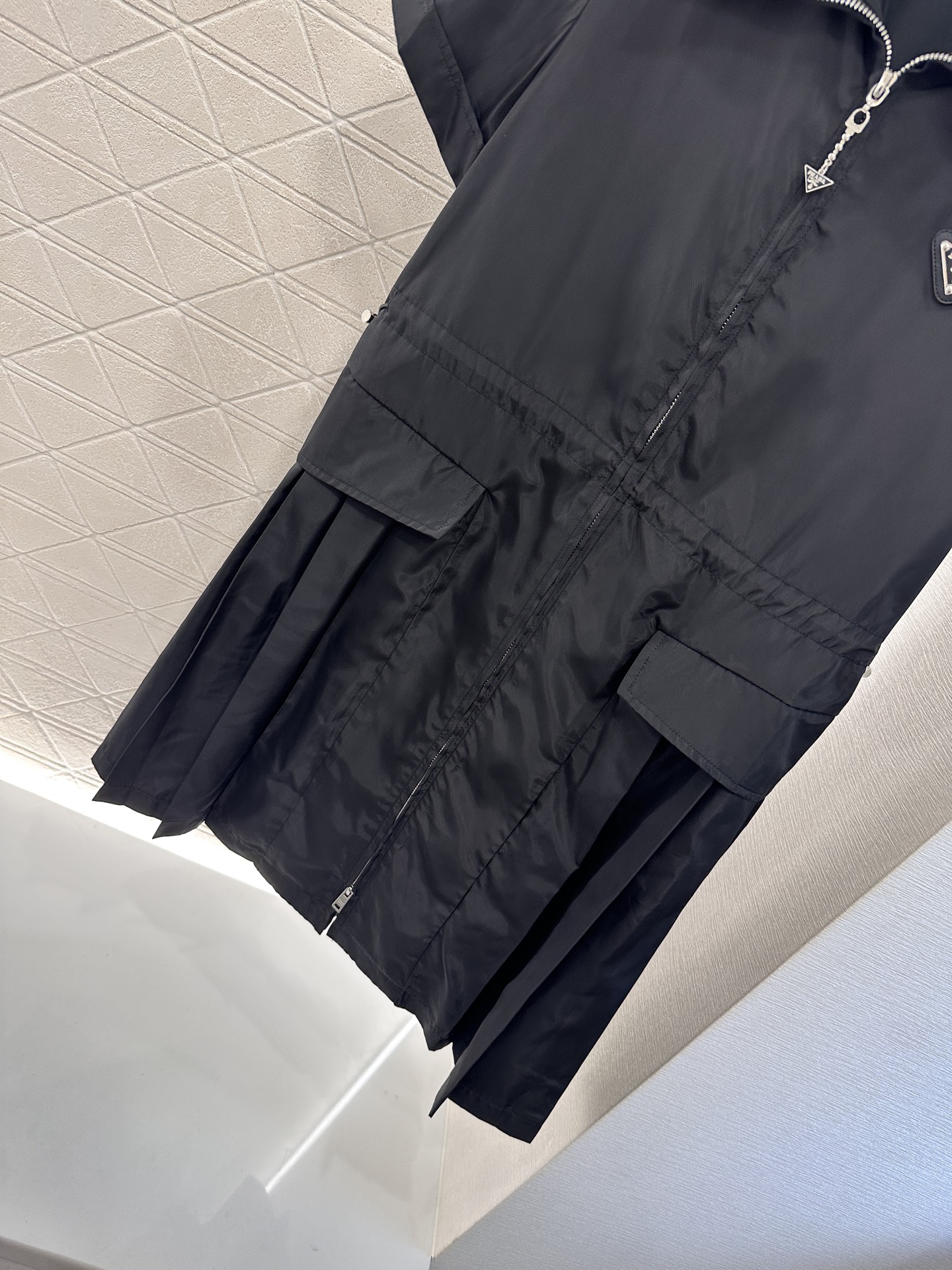 Prada Women's Black Recycled Nylon Pleated Mini Dress Short Sleeve 5 i1746635092337 6784 0 4