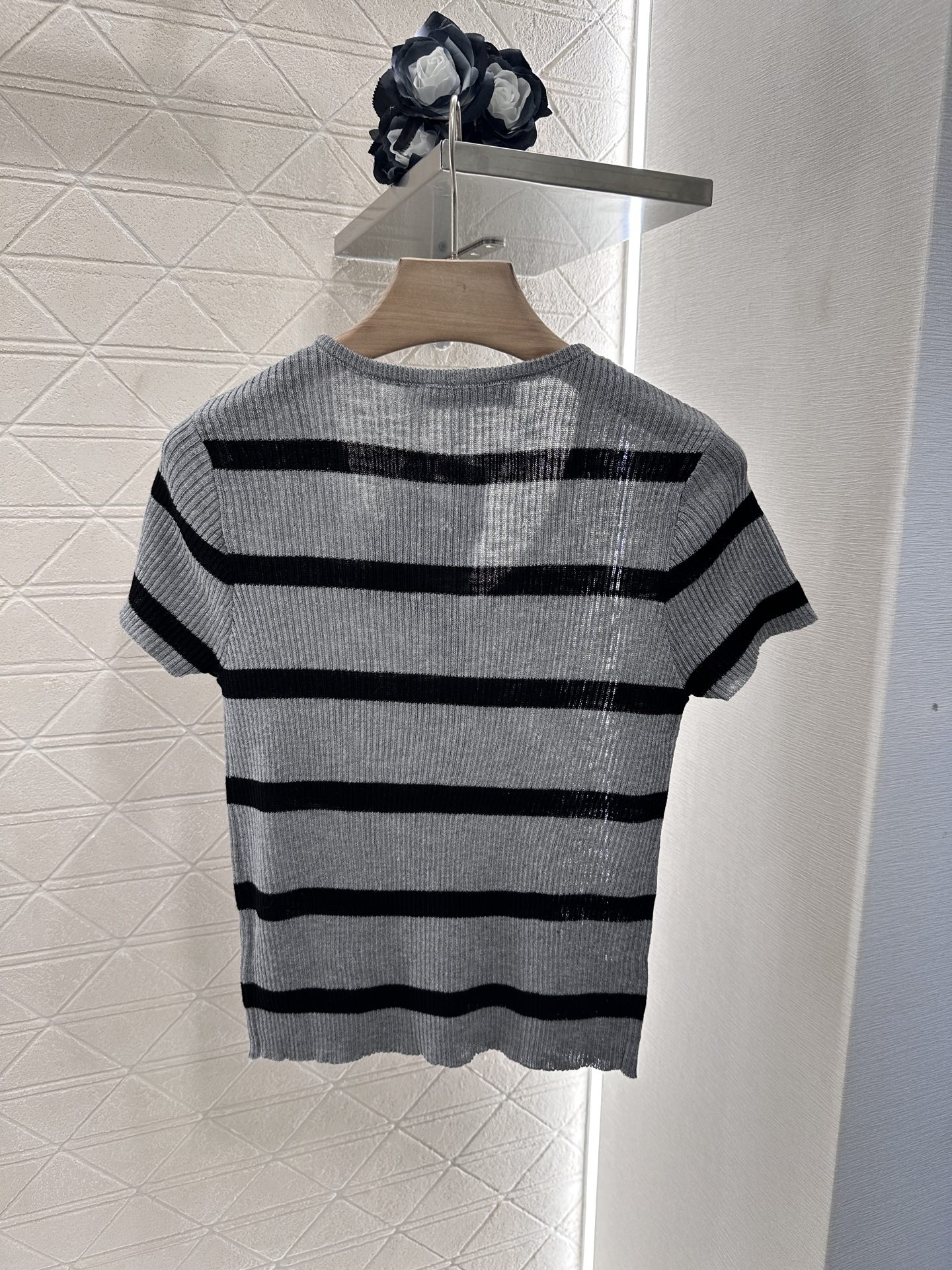 Dior Striped Knit Short Sleeve Top - Soft, Comfortable Silk Blend Yarn 2 i1746635101157 5410 0 1
