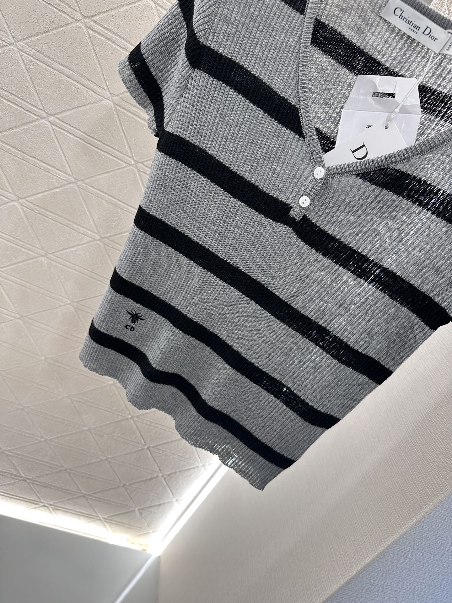Dior Striped Knit Short Sleeve Top - Soft, Comfortable Silk Blend Yarn 6 i1746635101824 5492 0 4