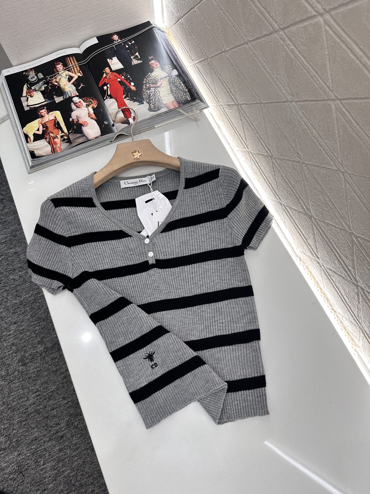 Dior Striped Knit Short Sleeve Top - Soft, Comfortable Silk Blend Yarn 3 i1746635102004 9255 0 9