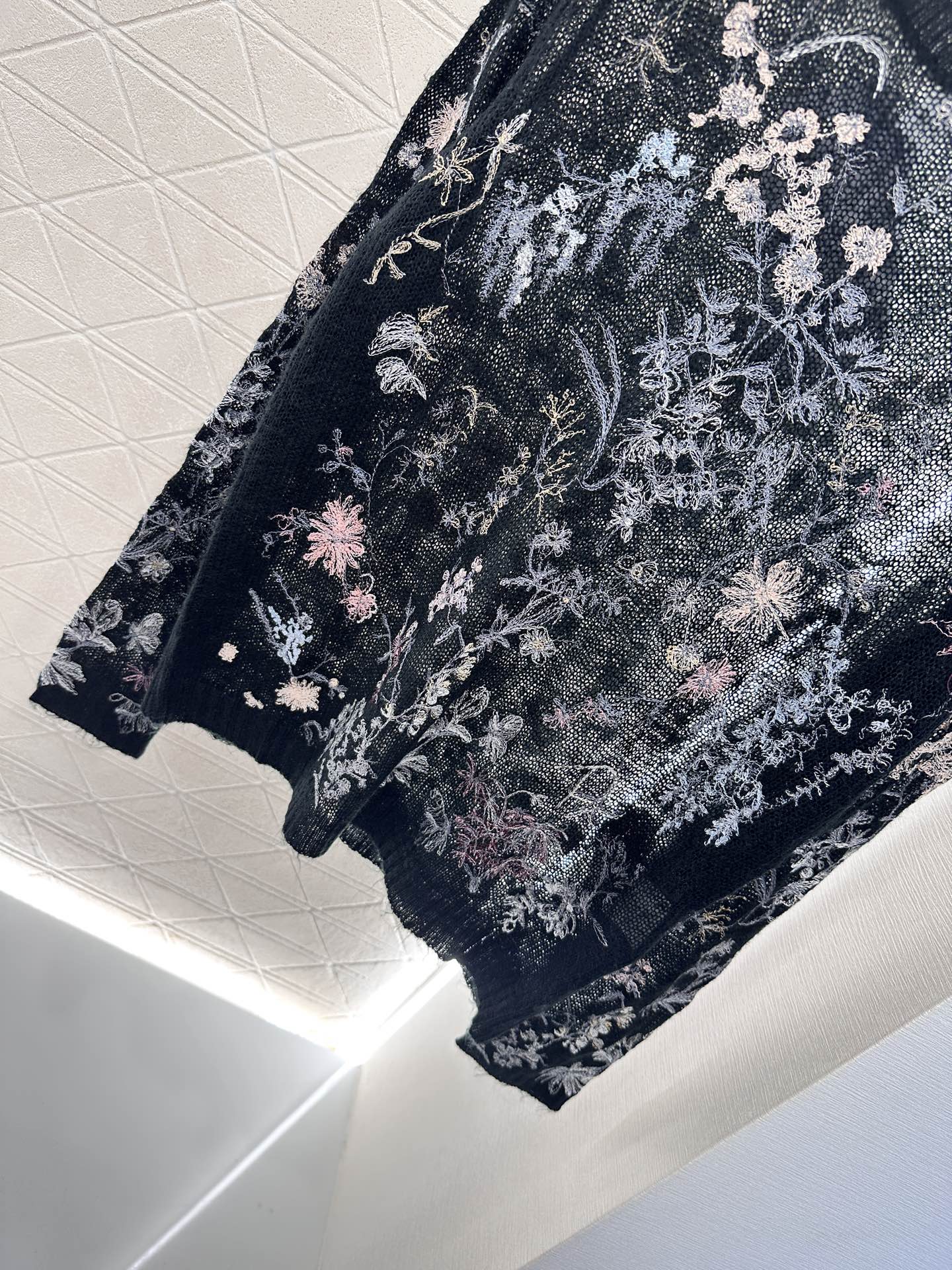Dior Embroidered Floral Mohair Knit Top, Lightweight Black Sweater, Sheer 5 i1746635173807 2218 0 5