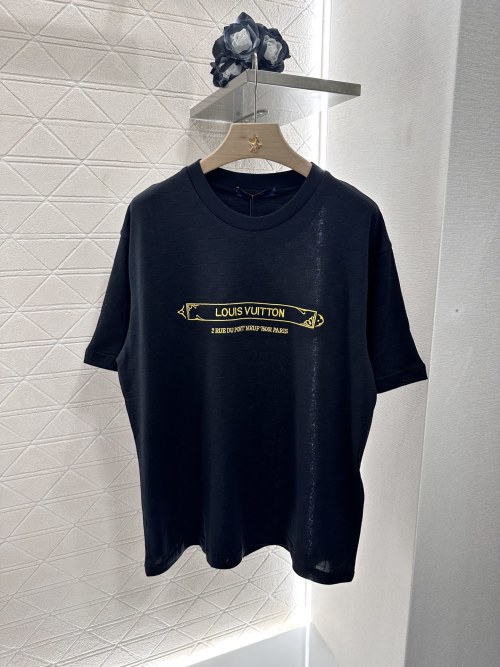 Louis Vuitton Men's Embroidered Cotton T-Shirt With Graphic Logo Design 1 Louis Vuitton Men's Embroidered Cotton T-Shirt With Graphic Logo Design