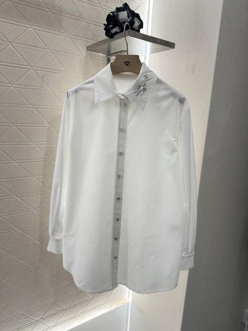 Chanel White Long Sleeve Embellished Button-Up Shirt, Women's, Size 36-40 1 Chanel White Long Sleeve Embellished Button-Up Shirt, Women's, Size 36-40
