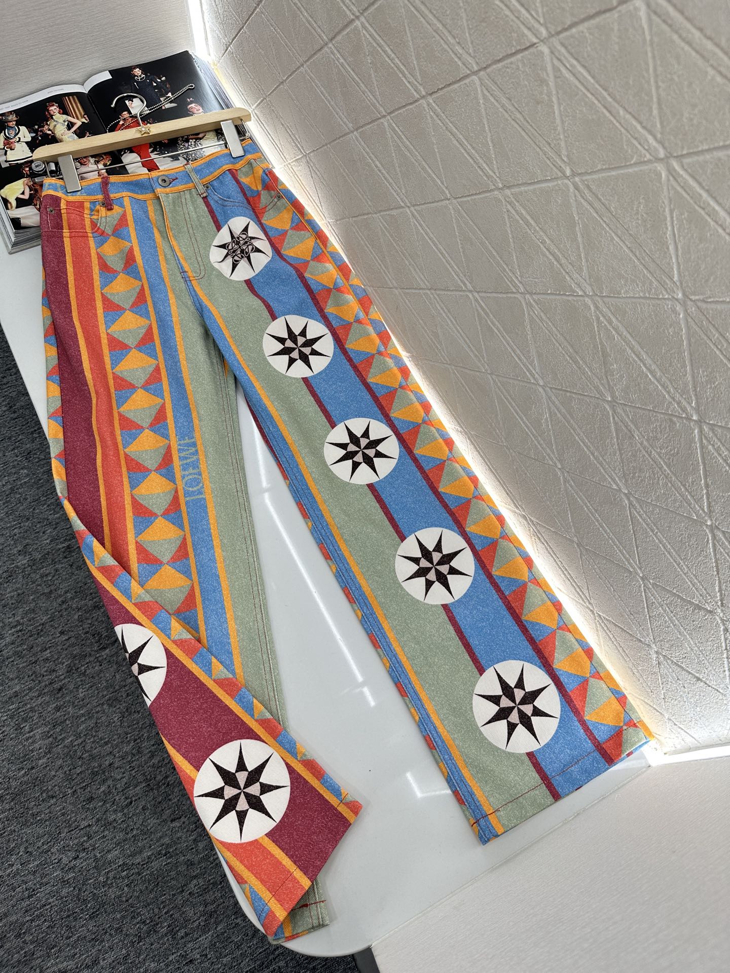 Loewe Printed Straight-Leg Jeans Ethnic-Inspired Colorful Motifs