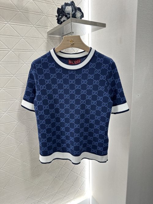 Gucci GG Jacquard Knitted Short Sleeve Top - Comfortable & Breathable 1 Gucci GG Jacquard Knitted Short Sleeve Top - Comfortable & Breathable