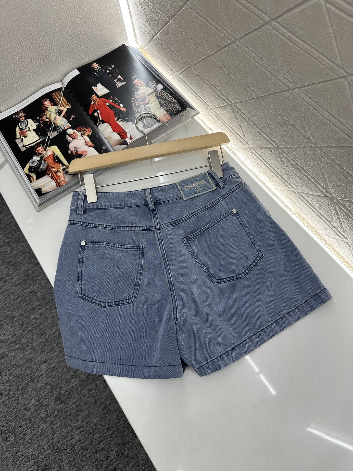 Chanel High-Waisted Denim Shorts YB Twill Cotton Light Blue Grey 2 i1746812466817 7889 0 1