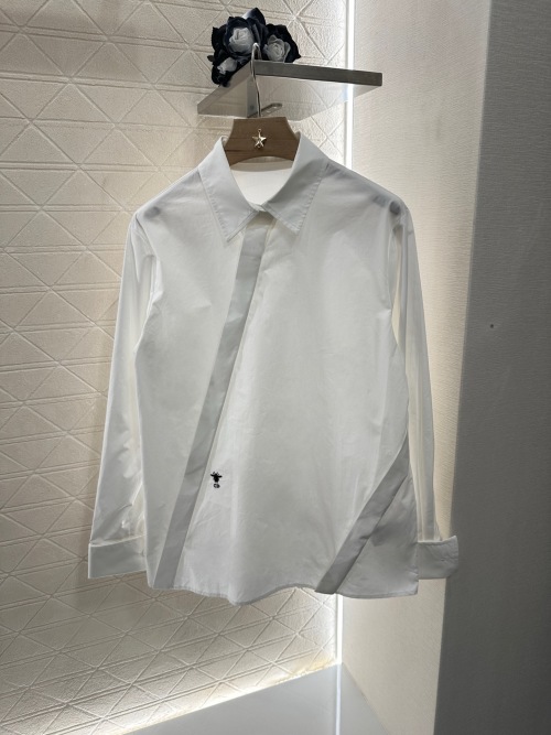 Dior Women's White Oblique Cotton Shirt Long Sleeve Button-Down Collared 1 Dior Women's White Oblique Cotton Shirt Long Sleeve Button-Down Collared