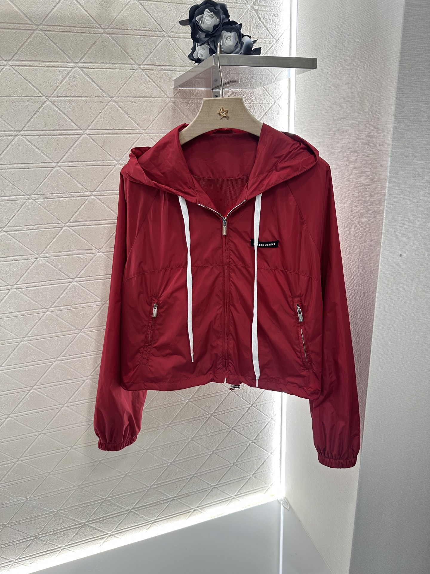 Miu Miu Hooded Windbreaker Jacket, Recycled Nylon, Drawstring Hem, Fashionable Look