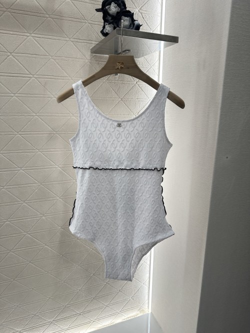 Chanel White Jacquard Swimsuit, Double C Logo, Women's Fashion - Size 36-40 1 Chanel White Jacquard Swimsuit, Double C Logo, Women's Fashion - Size 36-40