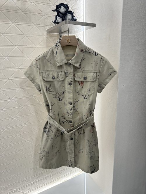 Dior Printed Denim Short Sleeve Dress, New 2025 Collection, with Belt 1 Dior Printed Denim Short Sleeve Dress, New 2025 Collection, with Belt