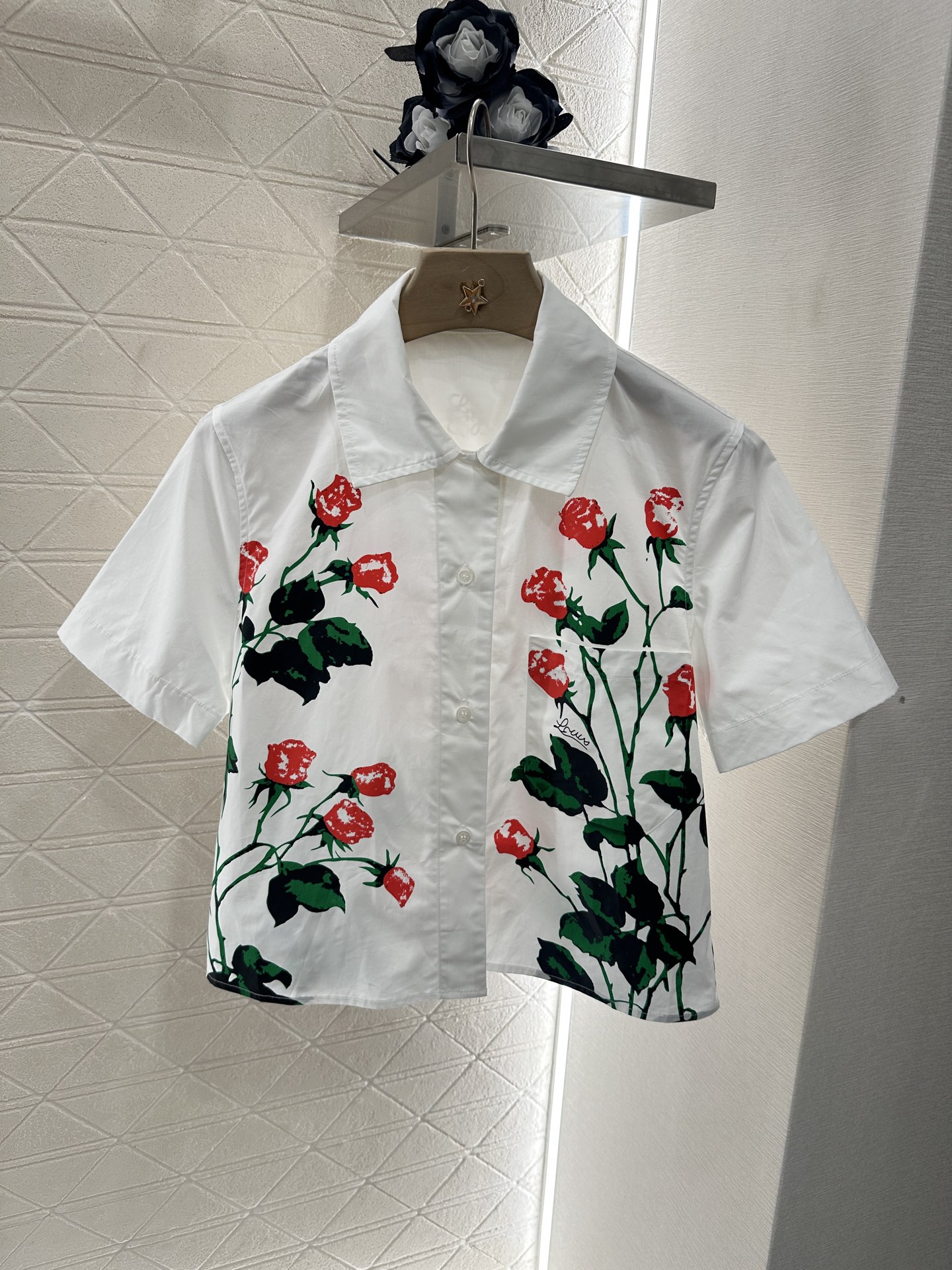 Loewe Floral Print Short Sleeve Shirt & Shorts Set - White/Red, Size S-L