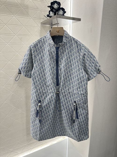 Dior 2025 Jacquard Short Sleeve Mini Dress with Zip and Drawstring Detail 1 Dior 2025 Jacquard Short Sleeve Mini Dress with Zip and Drawstring Detail