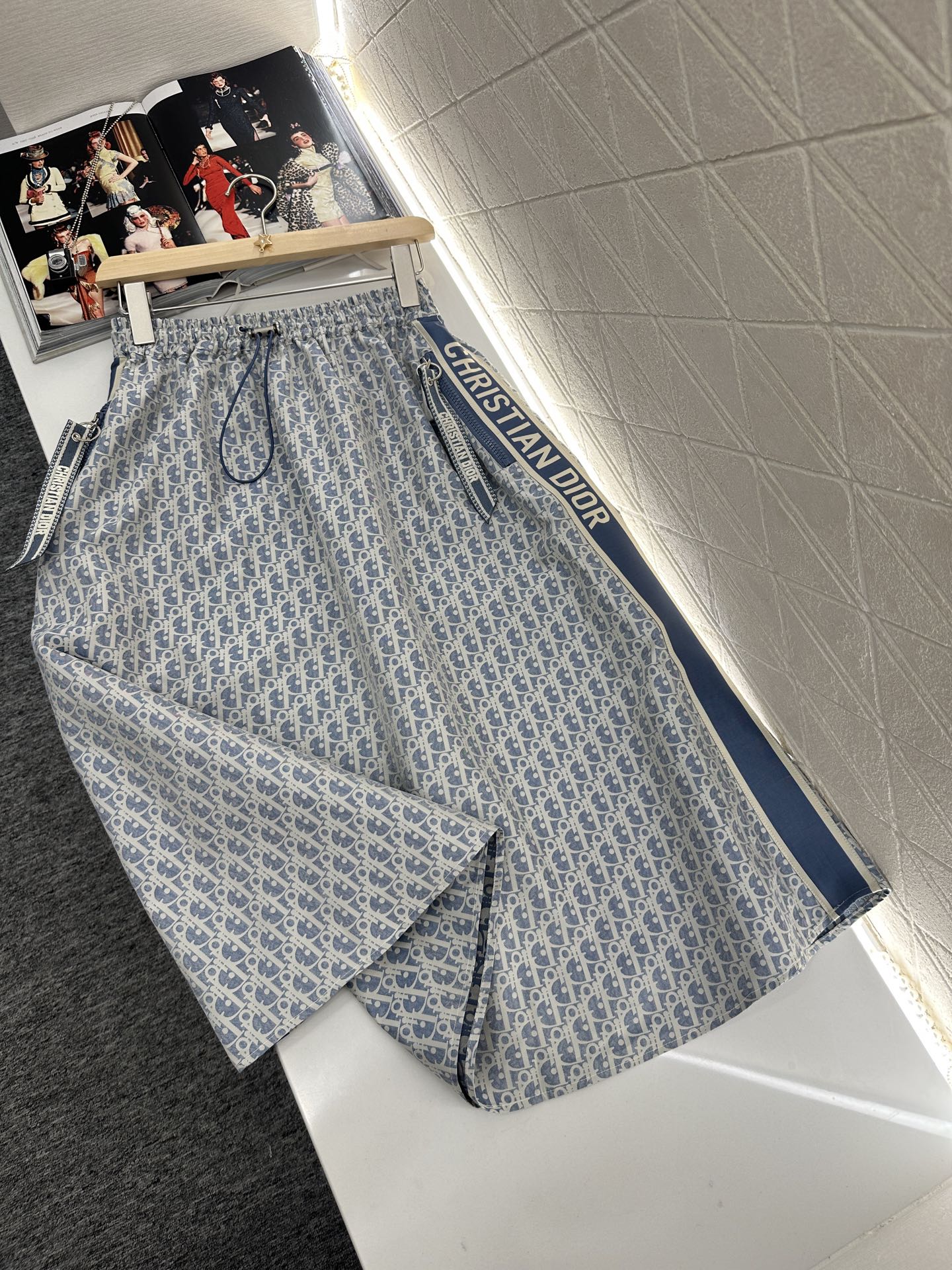 Dior 2025 Jacquard Weave Skirt, High Waist Drawstring, Chic Style