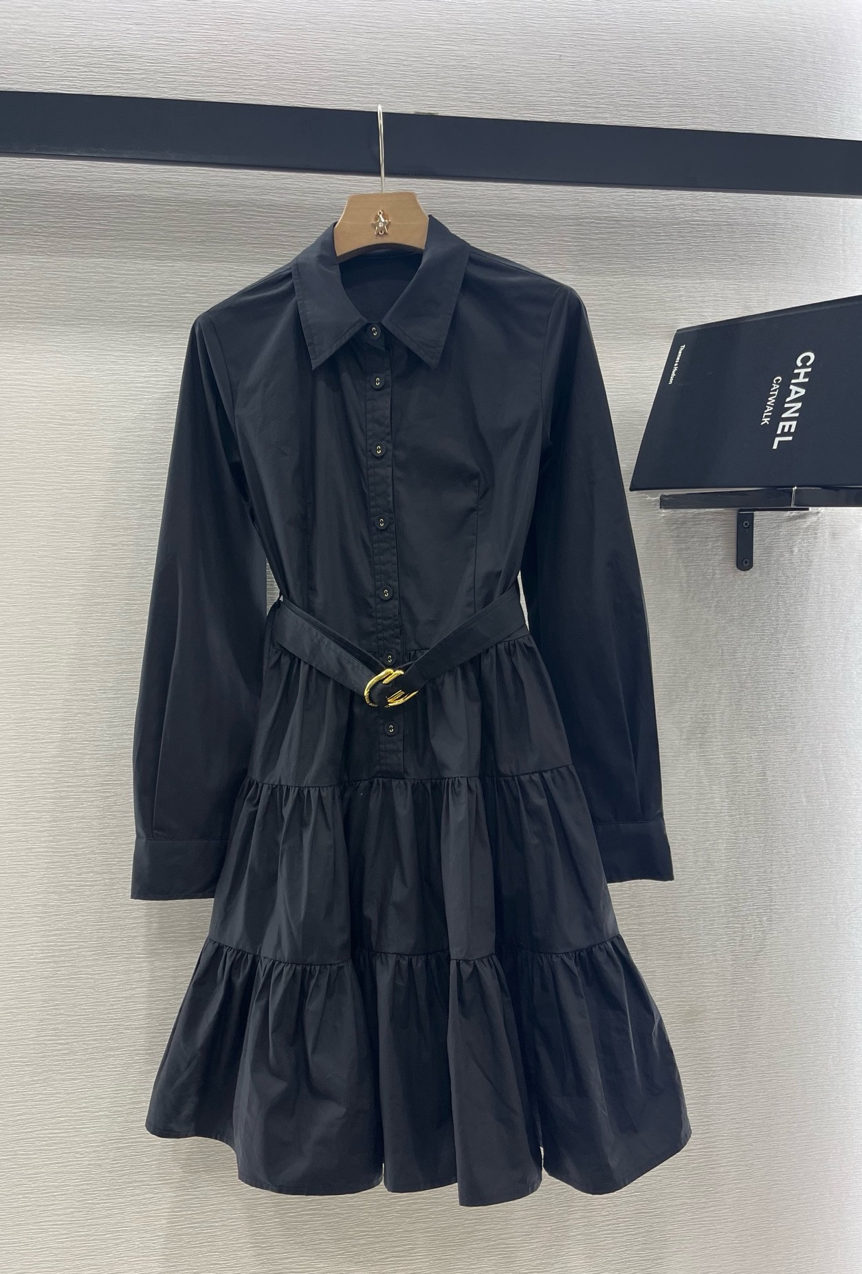 Elegant Tiered Belted Shirtdress - Long Sleeve, Flared Skirt - Versatile Style 1 i1746995906994 7963