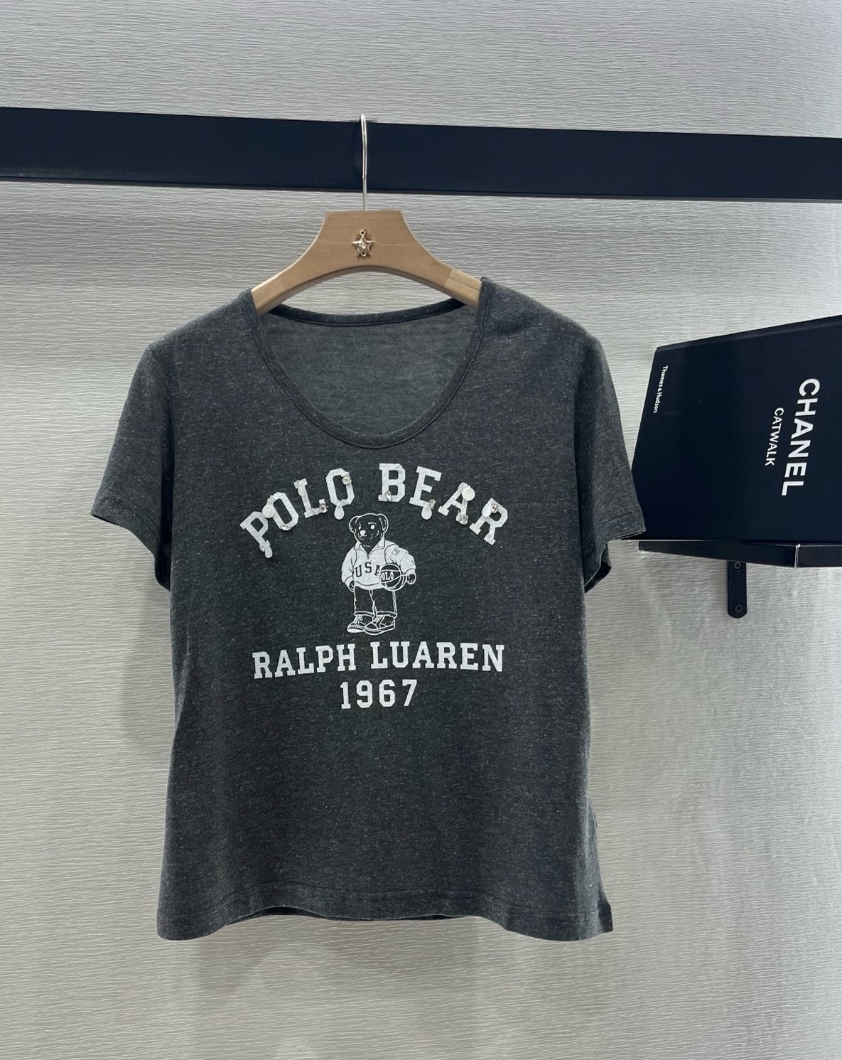 Ralph Lauren Women's Polo Bear Linen-Blend Tee, Gray, S-L 1 i1746996446267 222