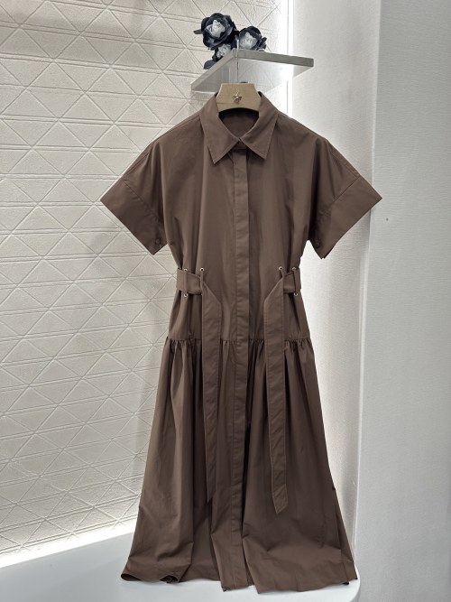 Maxmar Belted Cotton Midi Dress with Button-Down Front and Short Sleeves 1 Maxmar Belted Cotton Midi Dress with Button-Down Front and Short Sleeves