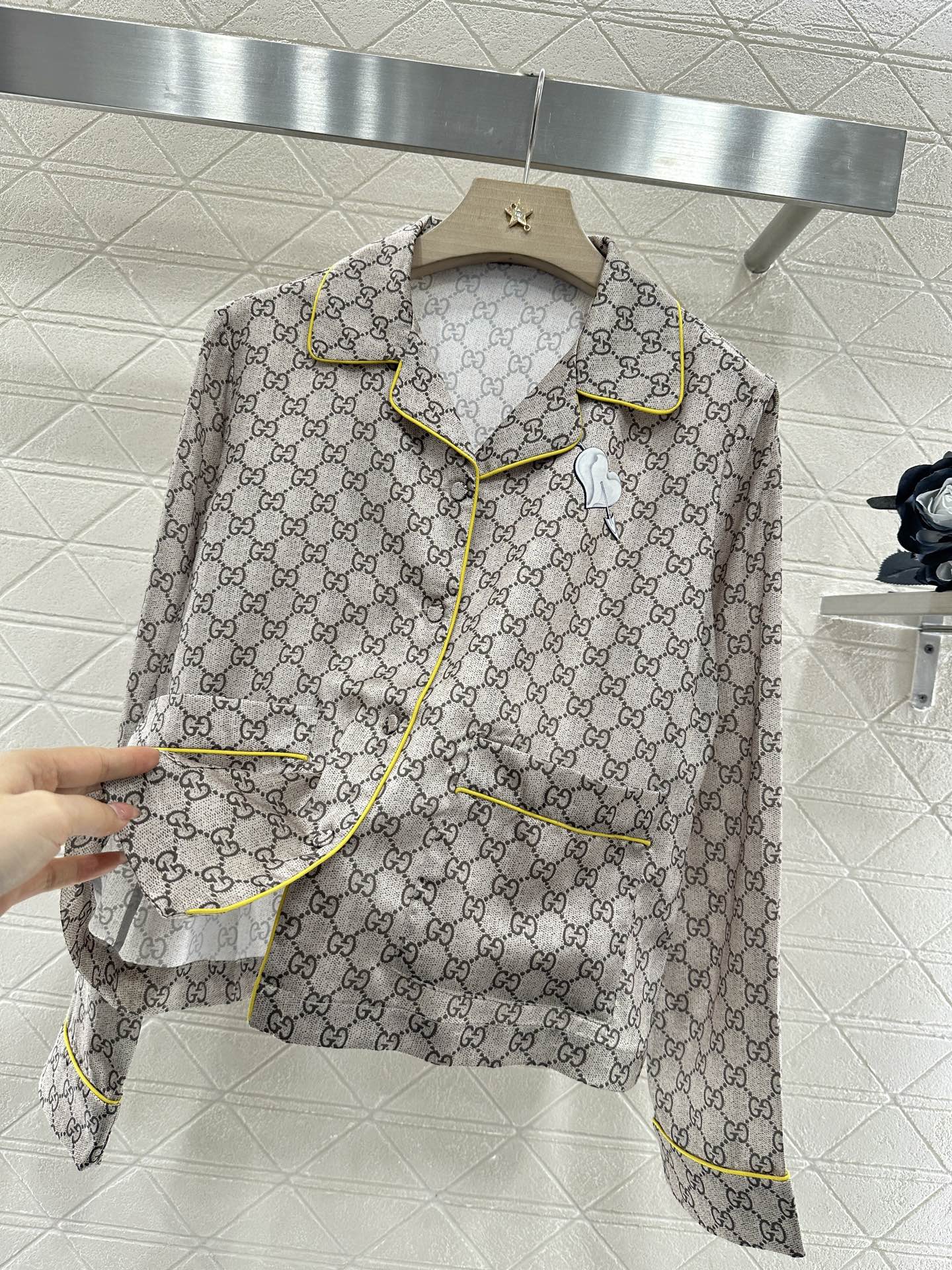 Gucci Inspired Women's Silk Pajama Set with GG Print and Heart Arrow 4 i1747062977828 7719 0 3