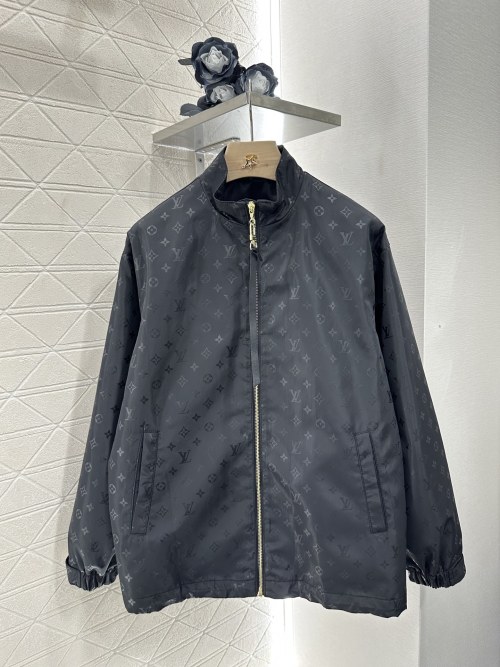 Louis Vuitton Monogram Jacquard Windbreaker Jacket - Black, Drawstring 1 Louis Vuitton Monogram Jacquard Windbreaker Jacket - Black, Drawstring