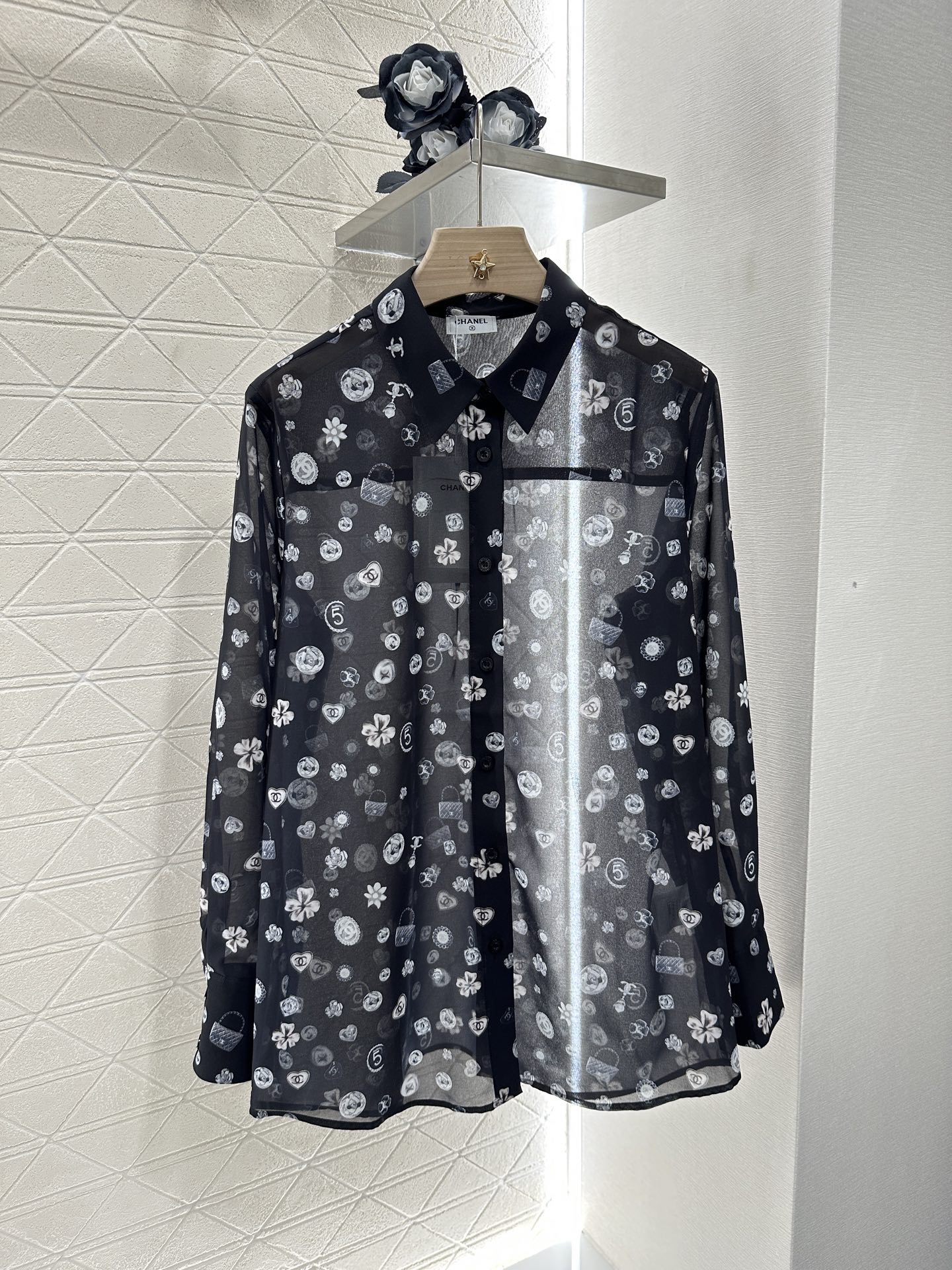 Chanel Inspired Printed Shirt and Drawstring Pants Set - Chic & Fashionable