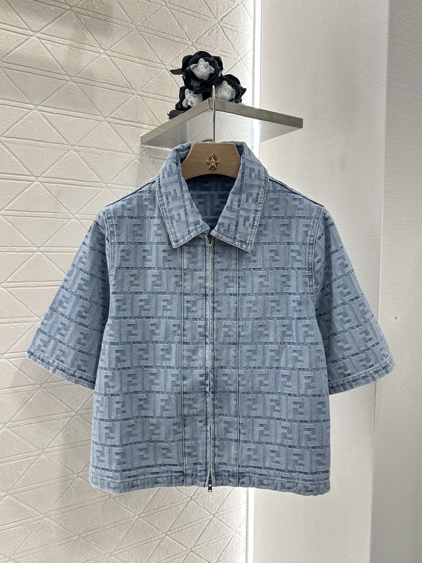 Fendi Denim Short Sleeve Jacket & High-Waisted Shorts Set - Designer Look 1 i1747063150583 4039 0 0