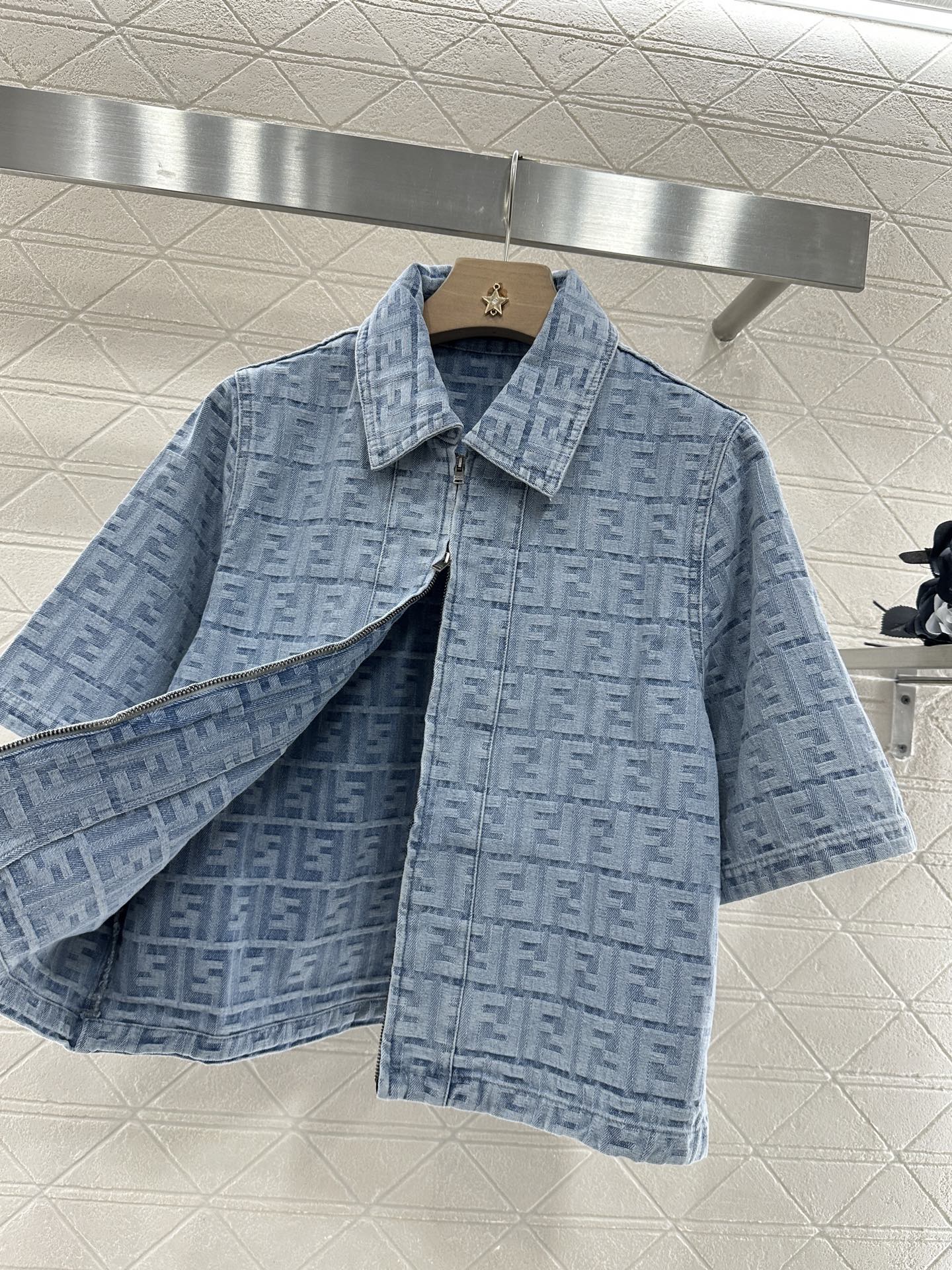 Fendi Denim Short Sleeve Jacket & High-Waisted Shorts Set - Designer Look 5 i1747063150751 8672 0 4