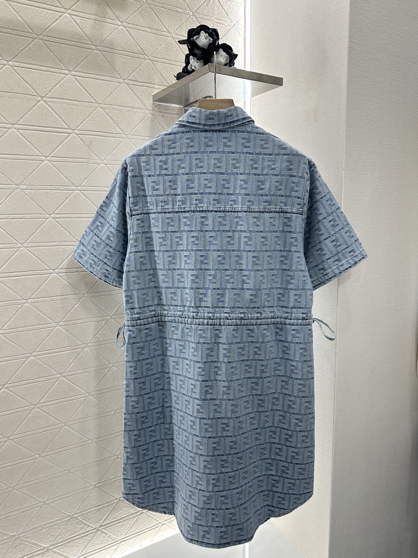 Fendi Women's FF Jacquard Denim Shirt Dress with Drawstring Waist 2 i1747063179747 8345 0 1