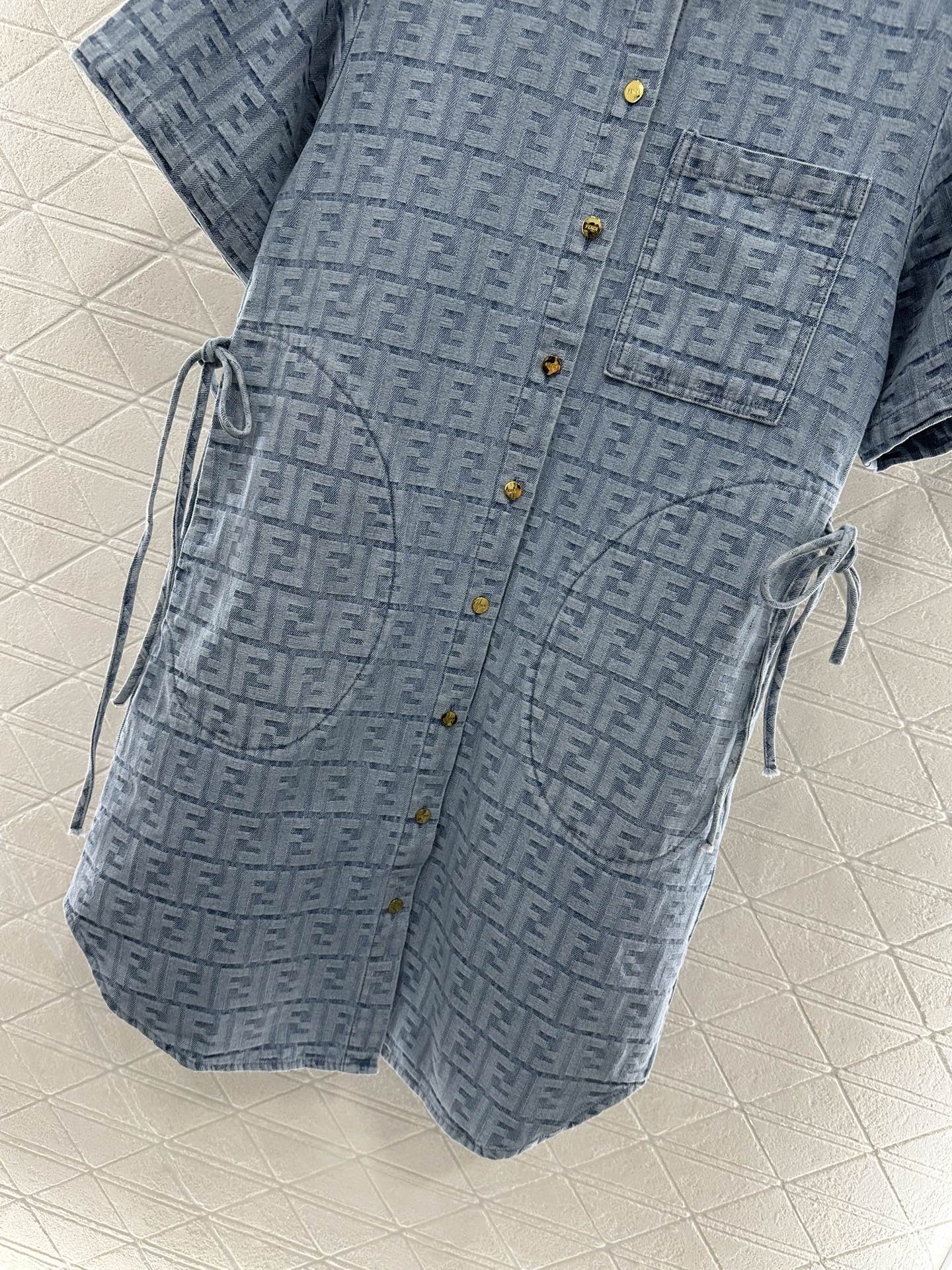 Fendi Women's FF Jacquard Denim Shirt Dress with Drawstring Waist 7 i1747063179911 1835 0 6