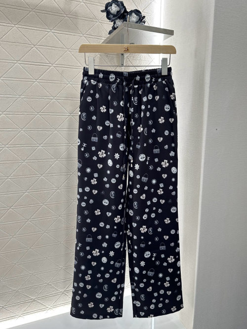 Chanel Printed Drawstring Long Pants, Comfortable and Breathable Trousers 1 Chanel Printed Drawstring Long Pants, Comfortable and Breathable Trousers