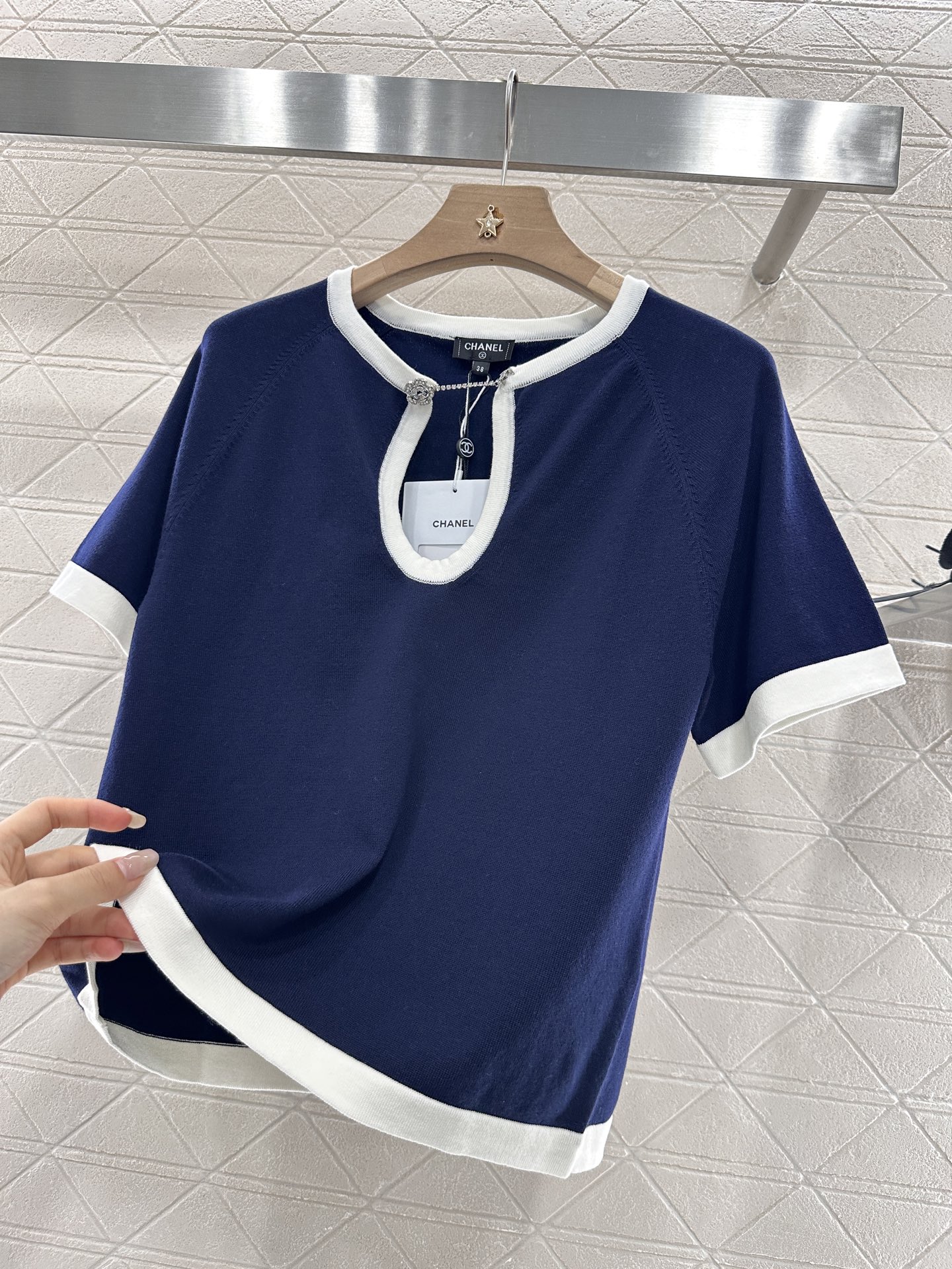 Chanel Inspired Chain Detail Knit Set: Short Sleeve Top & Mini Skirt - Chic & Comfy 7 i1748010262134 8315 0 4